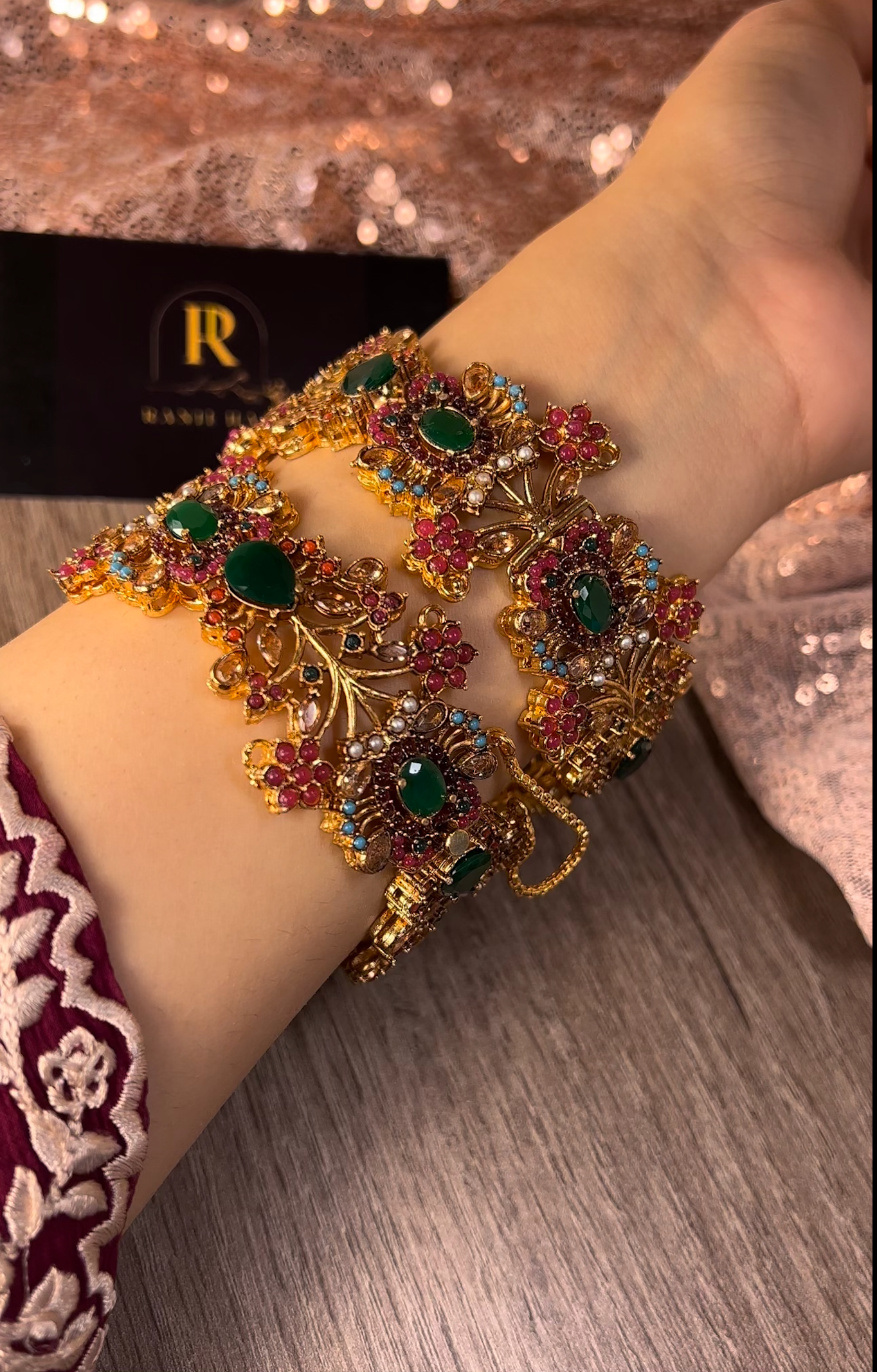 RAINA  GOLD PLATED BANGLE SET